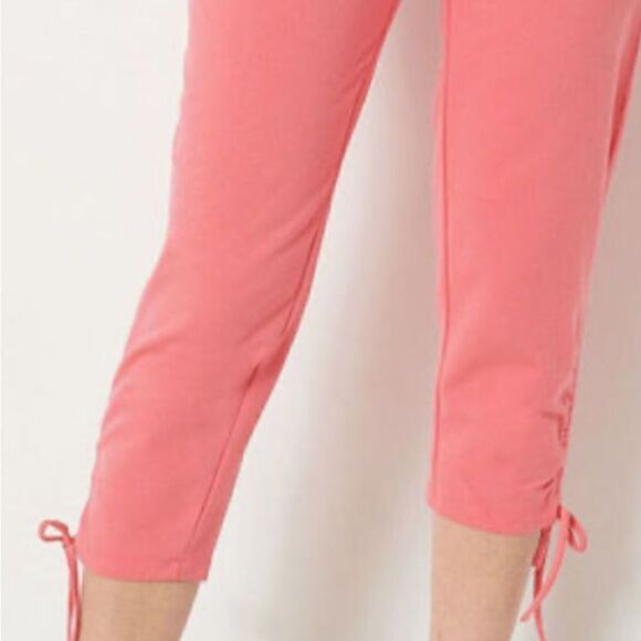 Sport Savvy French Terry crop Pants Coral Sz Large New - Picture 2 of 4